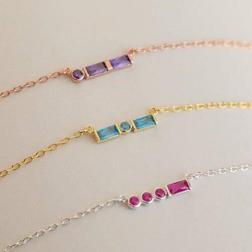 Initial Morse Code Birthstone Necklace
