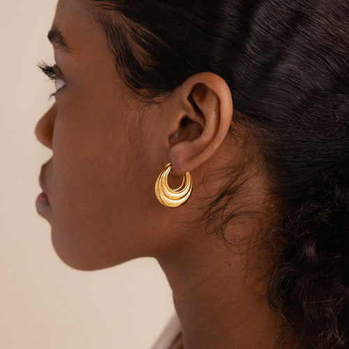Statement Ribbed Oval Hoop Earrings
