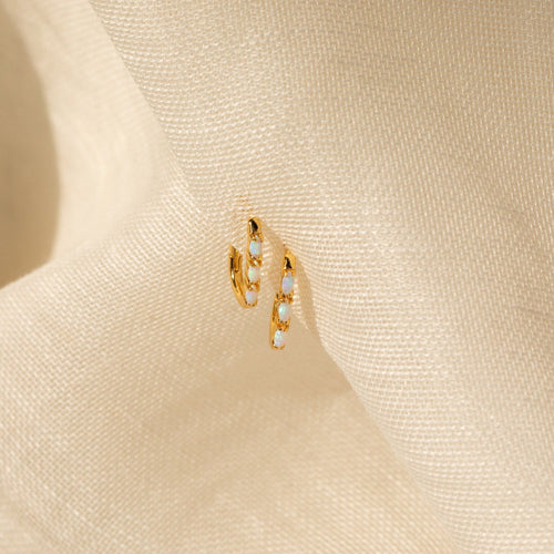 Boho Opal Huggie Hoop Earrings