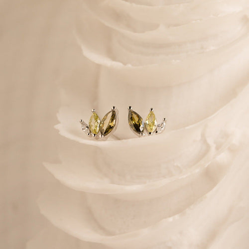 Seagrass Green Crystal Stud Earrings: Inspired by Oceanic Beauty