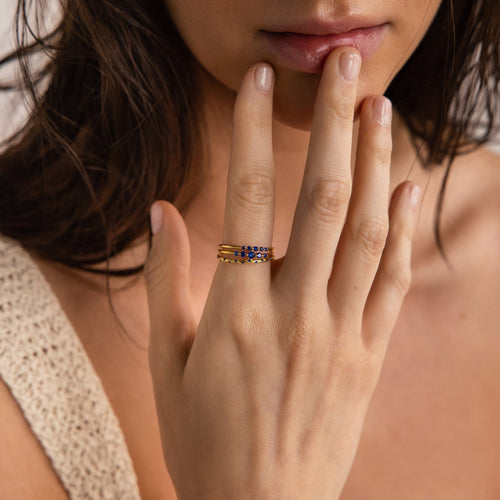 Sapphire Stacking Ring Set: Ocean-Inspired Elegance