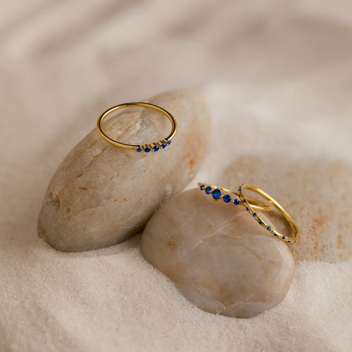 Sapphire Stacking Ring Set: Ocean-Inspired Elegance