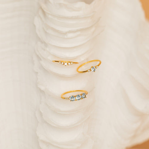 Tranquil Aquamarine Stacking Ring Set: Embrace Ocean-Inspired Serenity
