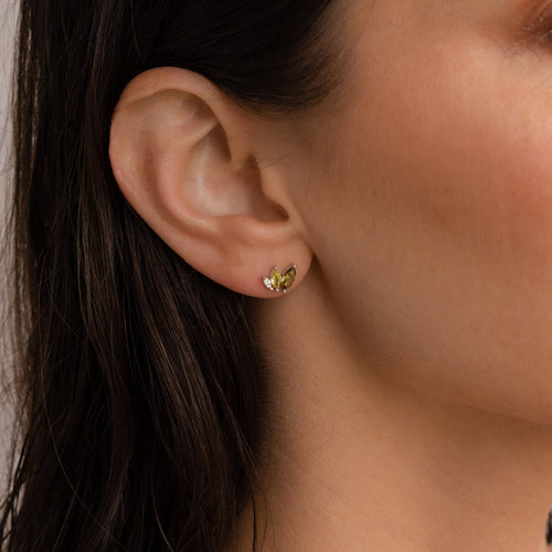 Seagrass Green Crystal Stud Earrings: Inspired by Oceanic Beauty