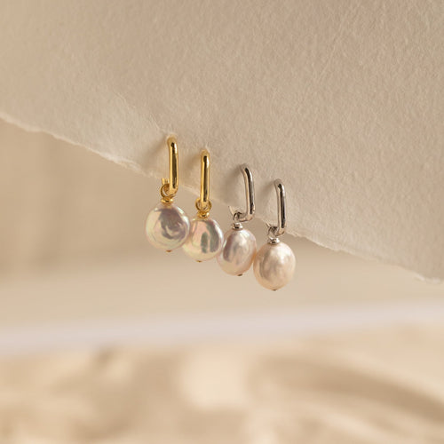 Bridget Pearl Hoop Earrings