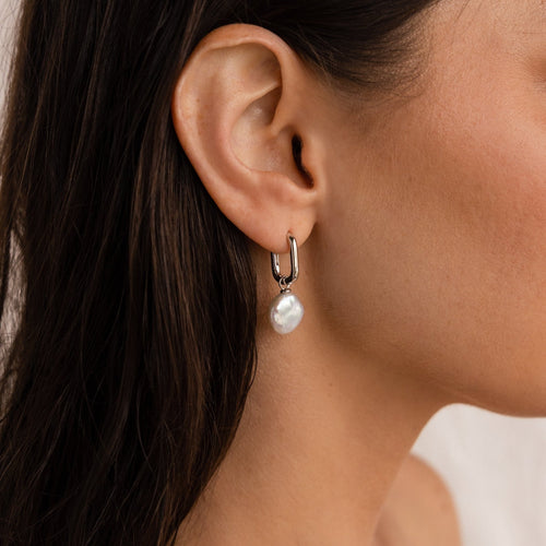 Bridget Pearl Hoop Earrings