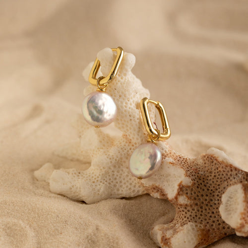 Bridget Pearl Hoop Earrings