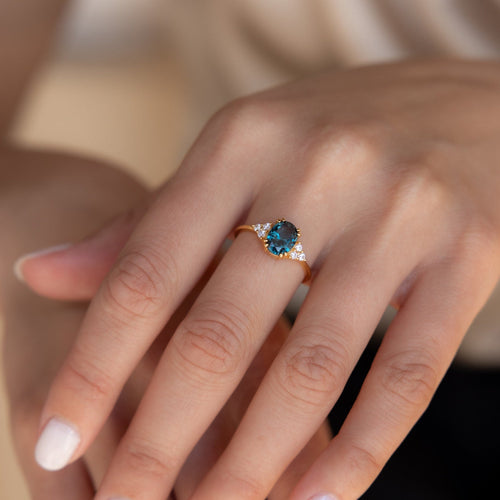 Blue Topaz Diamond Ring