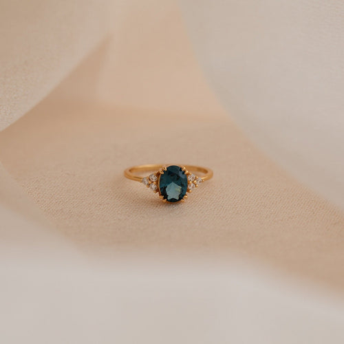 Blue Topaz Diamond Ring
