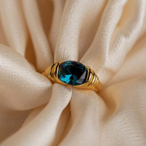 Blue Topaz Signet Ring