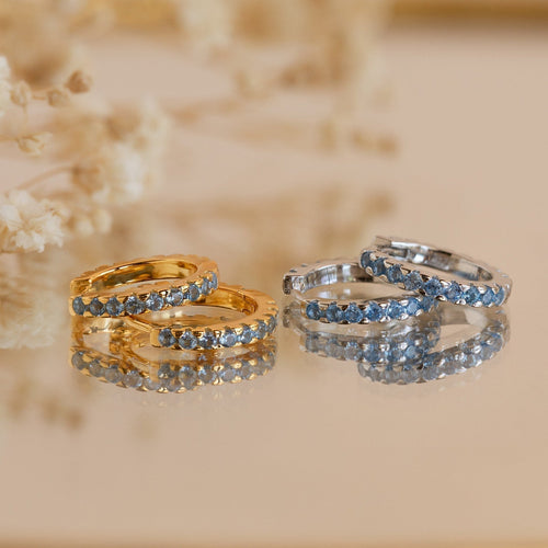 Ocean Breeze: Aquamarine Pave Huggie Earrings