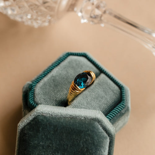 Blue Topaz Signet Ring
