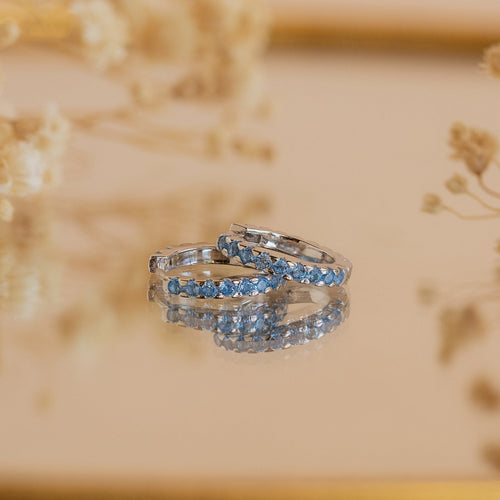 Ocean Breeze: Aquamarine Pave Huggie Earrings