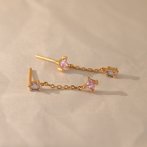 Mixed Crystal Drop Earrings