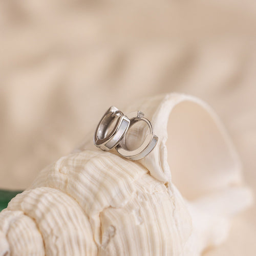 Mother of Pearl Inlay Huggies