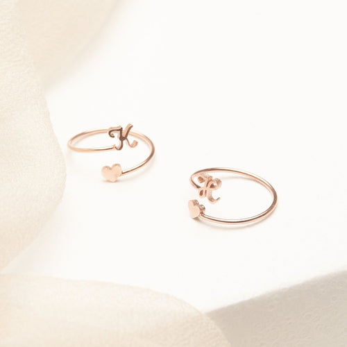 Initial Heart Wrap Ring