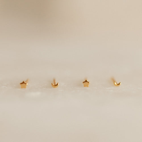 Tiny Moon & Star Studs