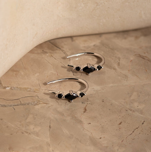 Amaya Black Diamond Threader Earrings
