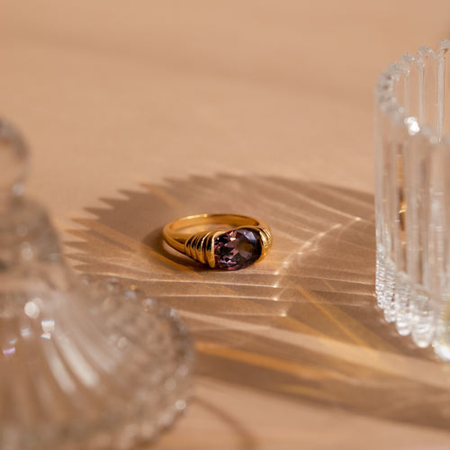 Vintage Glamour: Dark Amethyst Signet Ring