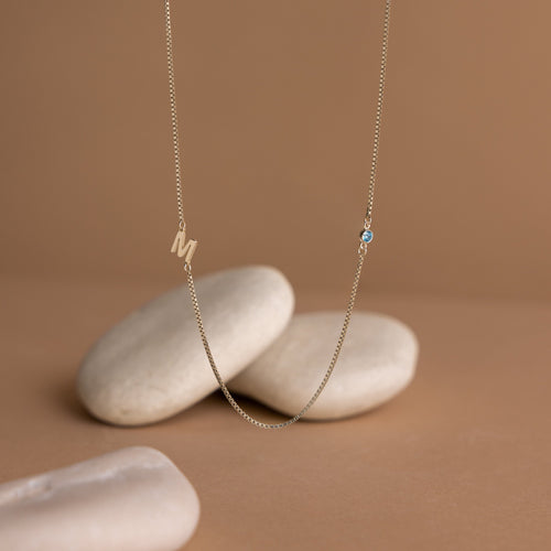 Birthstone Initial Necklace