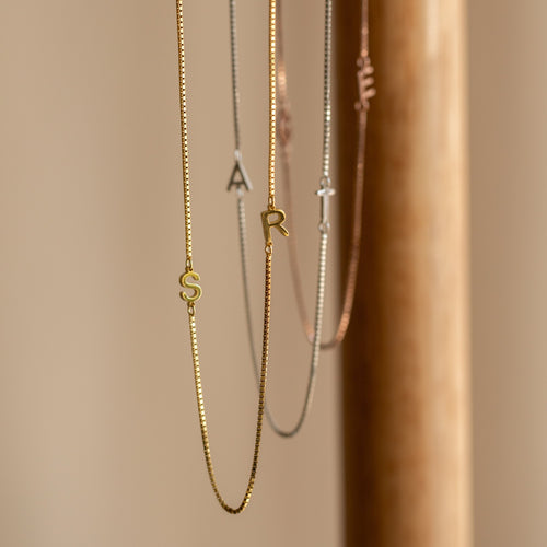 Duo Initial Necklace in Box Chain