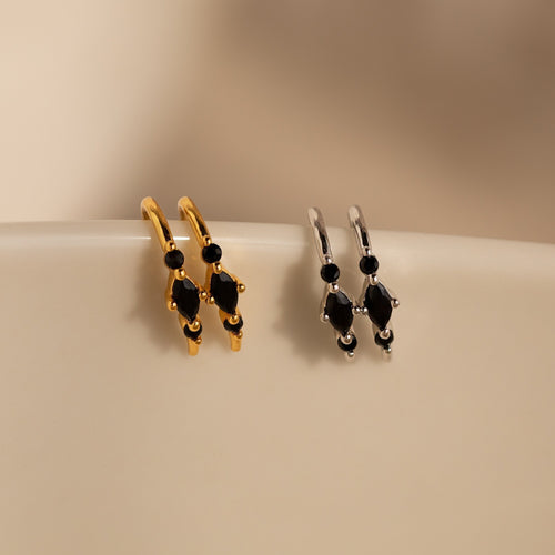 Amaya Black Diamond Threader Earrings