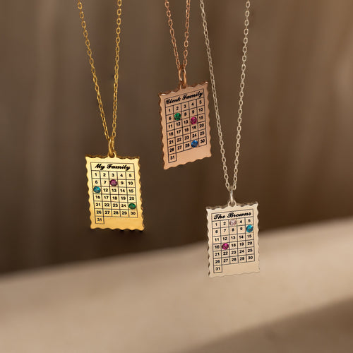 Calendar Birthstone Charm Necklace