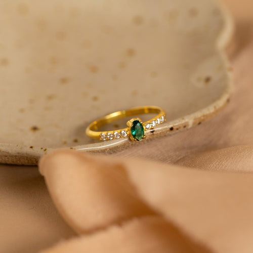 Eternal Elegance: The Pave Oval Birthstone Ring