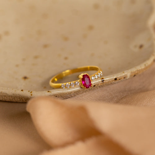 Eternal Elegance: The Pave Oval Birthstone Ring