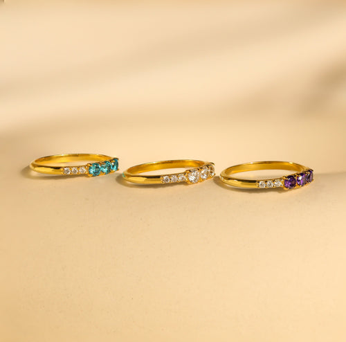 The Pave Triple Birthstone Eternity Ring