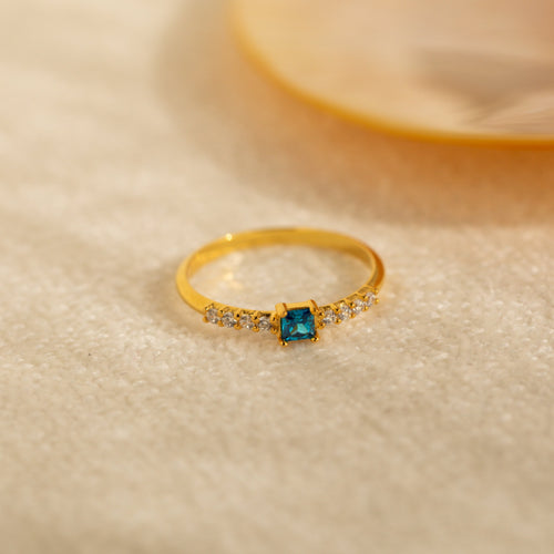 Regal Radiance: The Pave Princess Birthstone Ring