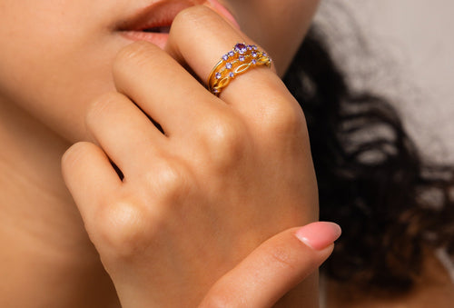 Amethyst Stacking Ring Set