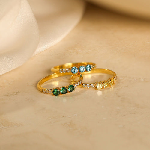 The Pave Triple Birthstone Eternity Ring