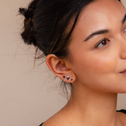 Black Art Deco Earrings Set