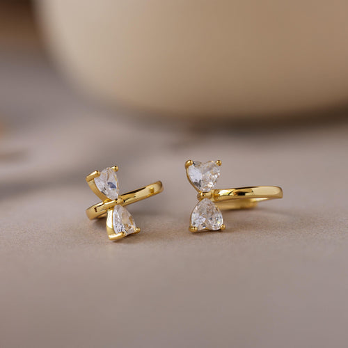 Diamond Bow Hug Earrings