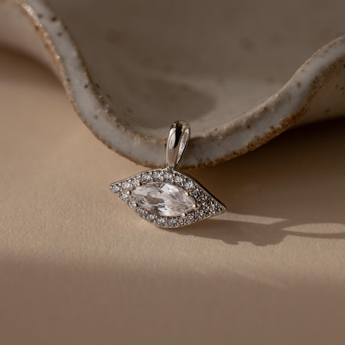 Evil Eye Protection Jewelry Pave Charm Necklace