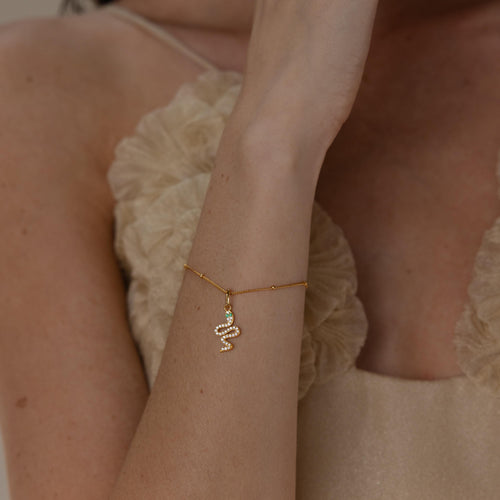 Diamond Serpent Charm Necklace