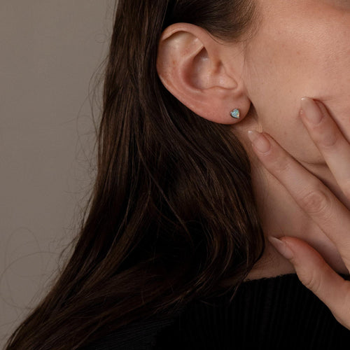 Opal Heart Flat Back Studs