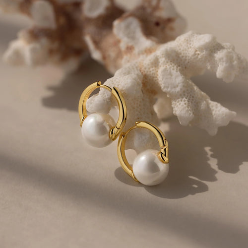 Bold Round Pearl Hoops