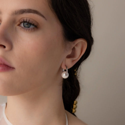 Bold Round Pearl Hoops