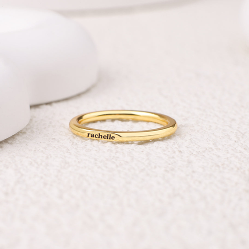 Flat Top Super Tiny Stackable Name Ring