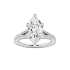 1.83 ctw Marquise Lab-Grown Diamond Split Shank Side Stone Engagement Ring in Platinum for Women | Colorless D, VVS1 Clarity, IGI Certified 1.50 ct Center Diamond