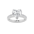 3.93 ctw Heart Lab-Grown Diamond Pave Engagement Ring in Platinum for Women | D Color, VVS1 Clarity, IGI Certified 3.50 ct Center Diamond