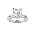 2.25 ctw Heart Lab-Grown Diamond Twisted Shank Engagement Ring in Platinum for Women | D Color, VVS1 Clarity, IGI Certified 2.00 ct Center Diamond