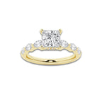 1.41 ctw Princess Lab-Grown Diamond Marquise Side Stone Engagement Ring in 14K Yellow Gold for Women | Colorless D, VVS1 Clarity, IGI Certified 1.00 ct Center Diamond