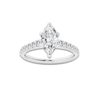 1.39 ctw Marquise Lab-Grown Diamond Pave Engagement Ring in Platinum for Women | E Color, VS1 Clarity, IGI Certified 1.00 ct Center Diamond