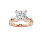 2.25 ctw Princess Lab-Grown Diamond Twisted Shank Engagement Ring in 14K Rose Gold for Women | D Color, VVS1 Clarity, IGI Certified 2.00 ct Center Diamond