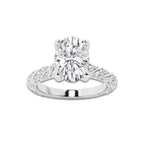 2.44 ctw Oval Lab-Grown Diamond Twisted Band Engagement Ring in 14K White Gold for Women | Colorless E, VS1 Clarity, IGI Certified 2.00 ct Center Diamond