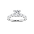 1.41 ctw Princess Lab-Grown Diamond Marquise Side Stone Engagement Ring in 14K White Gold for Women | Colorless D, VVS1 Clarity, IGI Certified 1.00 ct Center Diamond