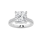 5.30 ctw Cushion Lab-Grown Diamond Hidden Halo Side Stone Engagement Ring in Platinum for Women | Colorless D, VVS1 Clarity, IGI Certified 5.00 ct Center Diamond
